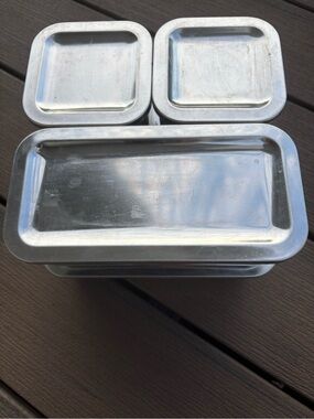 Revere ware Stainless Steel Stacking Refrigerator 4 Boxes 4 Lids